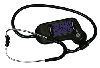 Imagen: El estetoscopio electrónico digital Cardionics ViScope (Fotografía cortesía de Beyond Hearing Aids). Imagen: El estetoscopio electrónico digital Cardionics ViScope (Fotografía cortesía de Beyond Hearing Aids).